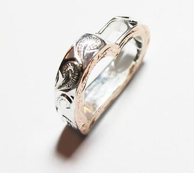 THICK PINK ROSE SILVER 925 HAWAIIAN SCROLL DOUBLE HEART CZ PENDANT