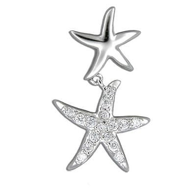 SILVER 925 SHINY STARFISH DANGLE CZ STARFISH PENDANT