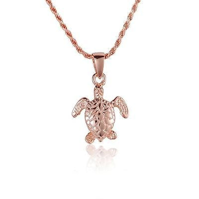 ROSE GOLD PLATED STERLING SILVER 925 HAWAIIAN 3D BABY SEA TURTLE PENDANT