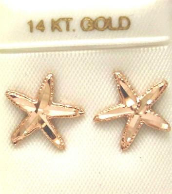 12MM 14K PINK ROSE GOLD HAWAIIAN STARFISH POST STUD EARRINGS DIAMOND CUT