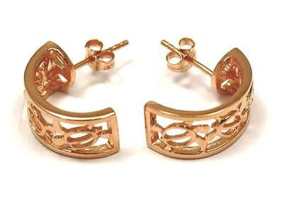 SILVER 925 PINK ROSE GOLD HAWAIIAN 3 HONU SEA TURTLE HOOP POST STUD EARRINGS