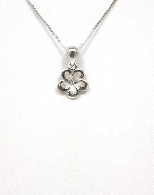 9MM SOLID 14K WHITE GOLD HAWAIIAN FANCY PLUMERIA FLOWER CHARM PENDANT