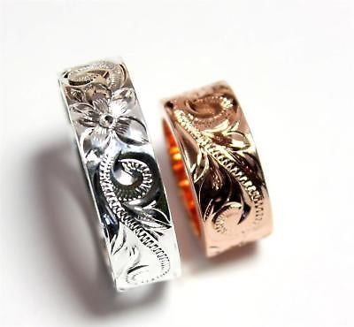PINK ROSE SILVER 925 DOUBLE CIRCLE BARREL RING HAWAIIAN SCROLL PENDANT