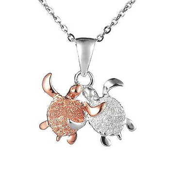 ROSE GOLD STERLING SILVER 925 HAWAIIAN COUPLE SEA TURTLE PENDENT