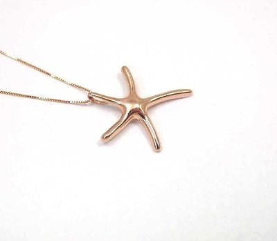 14K SOLID PINK ROSE GOLD MEDIUM SHINY HAWAIIAN SEA STAR STARFISH SLIDE PENDANT