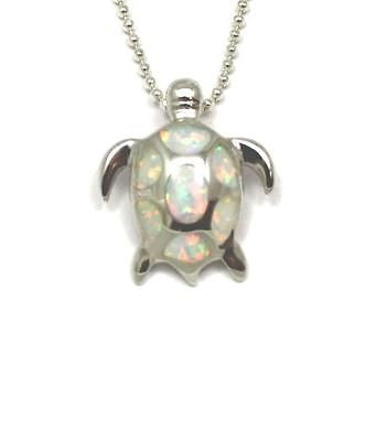 INLAY OPAL SILVER 925 HAWAIIAN SEA TURTLE PENDANT SMALL