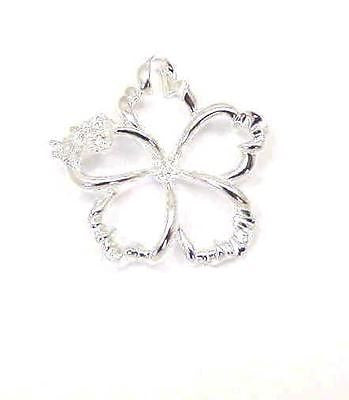 SILVER 925 HAWAIIAN OPEN FLOATING HIBISCUS FLOWER PENDANT 22MM