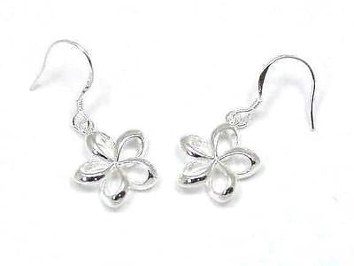 14MM SILVER 925 HAWAIIAN OPEN PLUMERIA EARRINGS WIRE