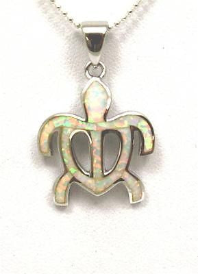 INLAY OPAL SILVER 925 HAWAIIAN HONU TURTLE PENDANT LARGE