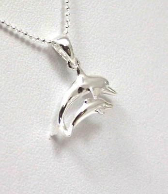 925 STERLING SILVER HIGH POLISH SHINY HAWAIIAN DOUBLE DOLPHIN PENDANT