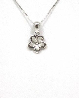 9MM SOLID 14K WHITE GOLD HAWAIIAN FANCY PLUMERIA FLOWER CHARM PENDANT