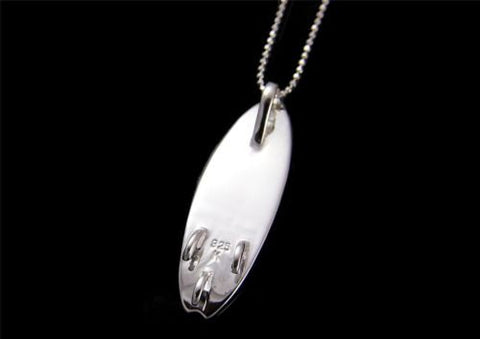 SILVER 925 HAWAIIAN PLUMERIA SCROLL ENGRAVED SURFBOARD PENDANT HEAVY 12MM