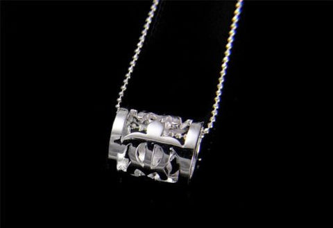 SILVER 925 HAWAIIAN 3 CUT OUT HONU TURTLE BARREL TUBE SLIDE PENDANT HEAVY