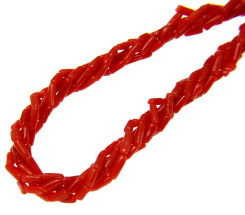 GENUINE NATURAL (NOT ENHANCED) RED CORAL 5 STRAND BRAIDED NECKLACE 6MM 17"