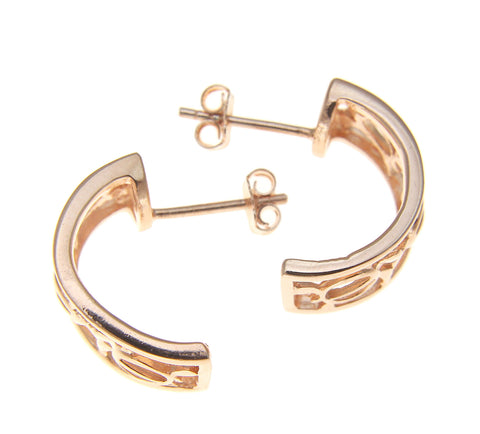SILVER 925 PINK ROSE GOLD HAWAIIAN 3 HONU SEA TURTLE HOOP POST STUD EARRINGS