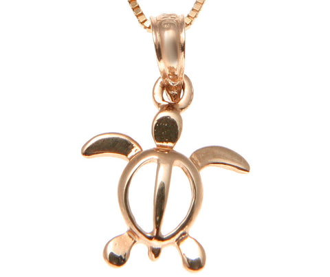 14K SOLID PINK ROSE GOLD HAWAIIAN BABY PETRO HONU TURTLE CHARM PENDANT