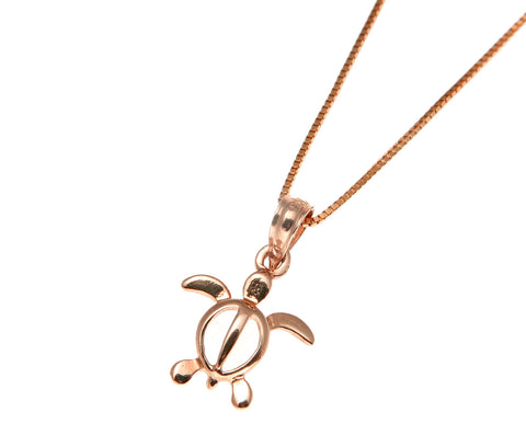 14K SOLID PINK ROSE GOLD HAWAIIAN BABY PETRO HONU TURTLE CHARM PENDANT