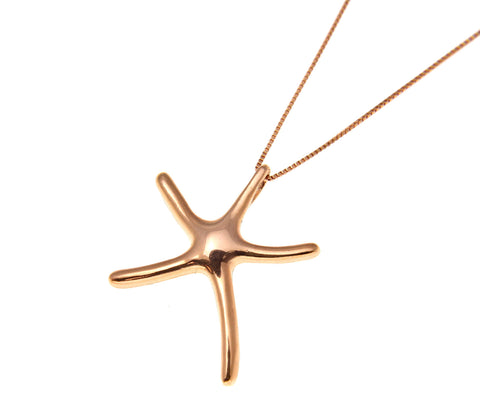 14K SOLID PINK ROSE GOLD MEDIUM SHINY HAWAIIAN SEA STAR STARFISH SLIDE PENDANT