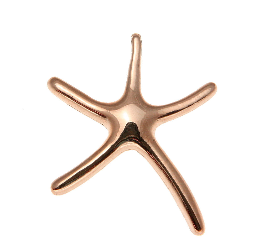 14K SOLID PINK ROSE GOLD MEDIUM SHINY HAWAIIAN SEA STAR STARFISH SLIDE PENDANT