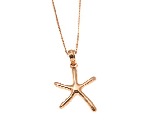 14K SOLID PINK ROSE GOLD SMALL HAWAIIAN SHINY SEA STAR STARFISH CHARM PENDANT