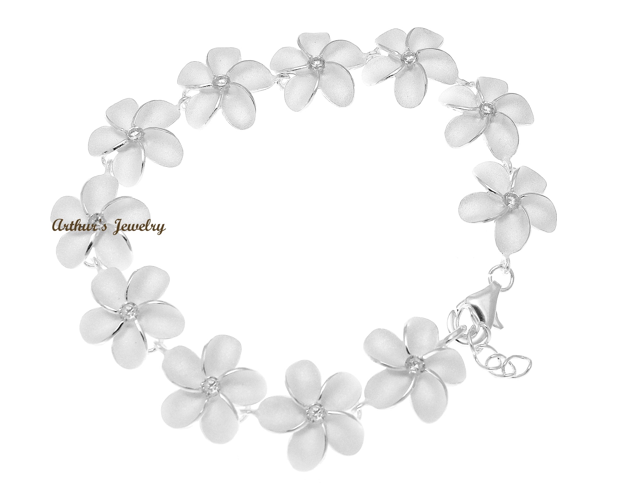 Hawaii Pink & White Fimo Plumeria Flower Elastic Bracelet with Inlaid CZ  Stones from Maui, Hawaii