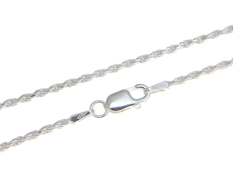 thumbnail image 2 of Italian Silver 925 Diamond Cut Rope Chain – 1.5mm Wide, 18 Inch Length – Unbranded Sterling Silver Necklace 2 of 6