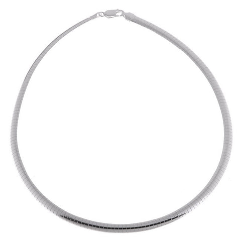 6MM ITALIAN SOLID 925 STERLING SILVER RHODIUM OMEGA NECKLACE CHAIN 18" 20"