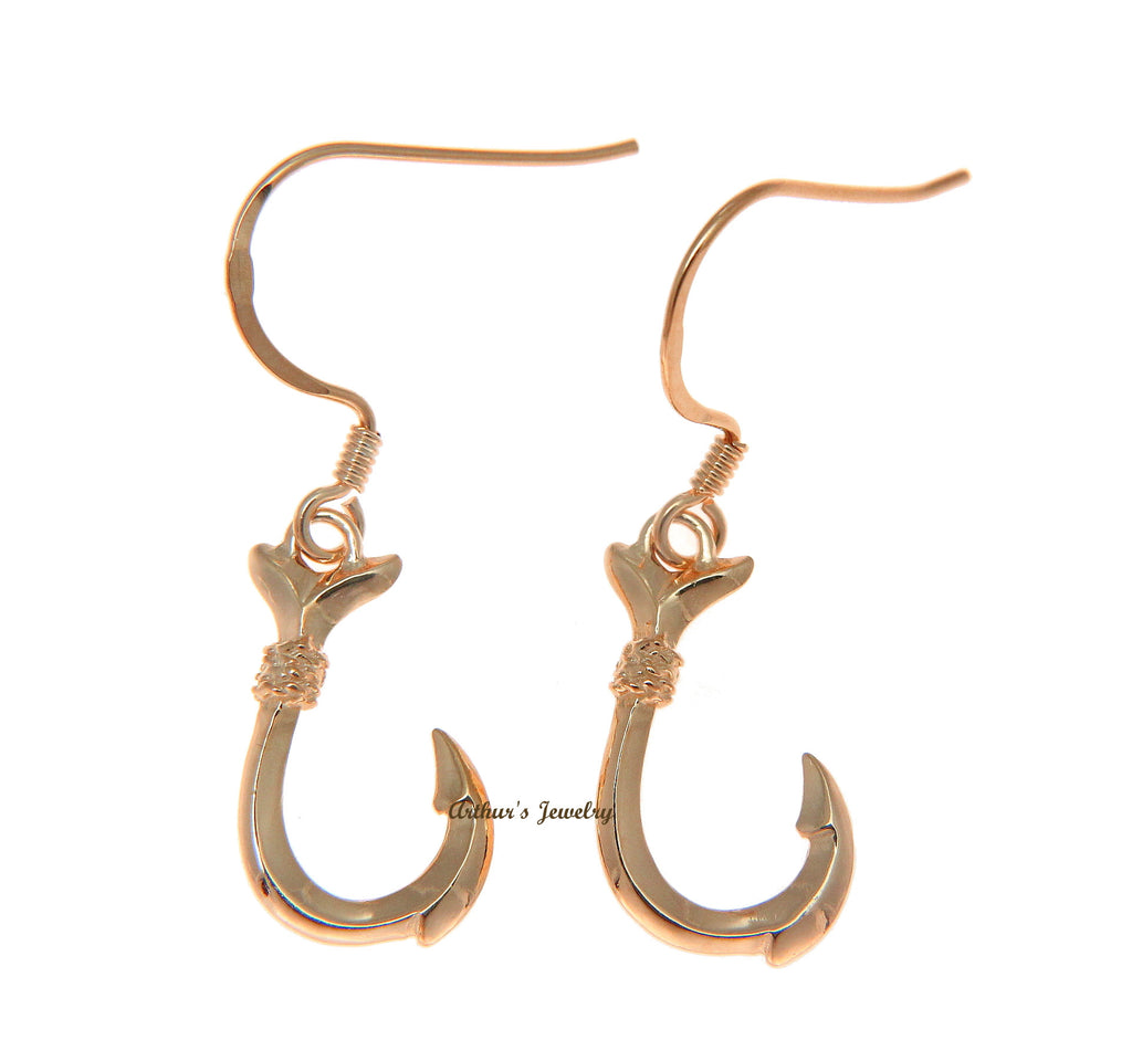 ROSE GOLD PLATED STERLING SILVER 925 SHINY HAWAIIAN FISH HOOK WIRE HOOK EARRINGS