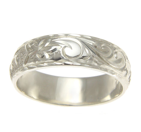 925 SILVER PERSONALIZED CUSTOM MADE 6MM HAWAIIAN SCROLL RING BAND RAISED LETTER