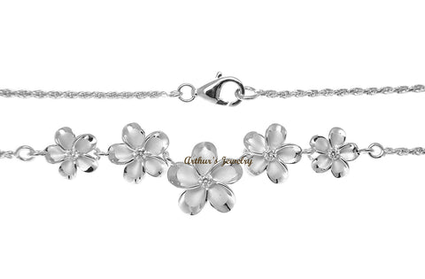 925 STERLING SILVER RHODIUM PLATED HAWAIIAN PLUMERIA FLOWER ROPE CHAIN NECKLACE