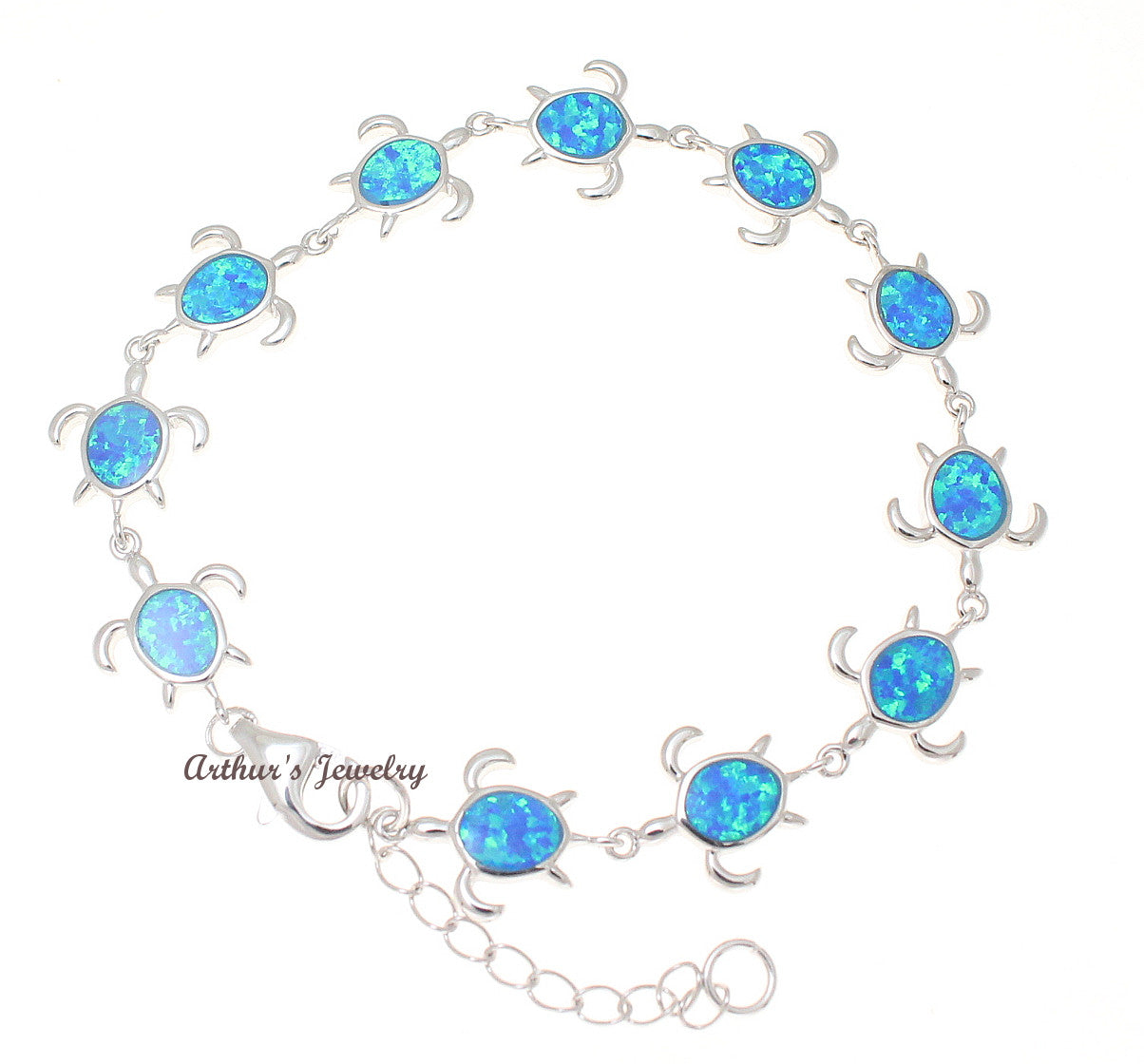 inlay opal sterling silver 925 hawaiian honu turtle bracelet 7 inch +