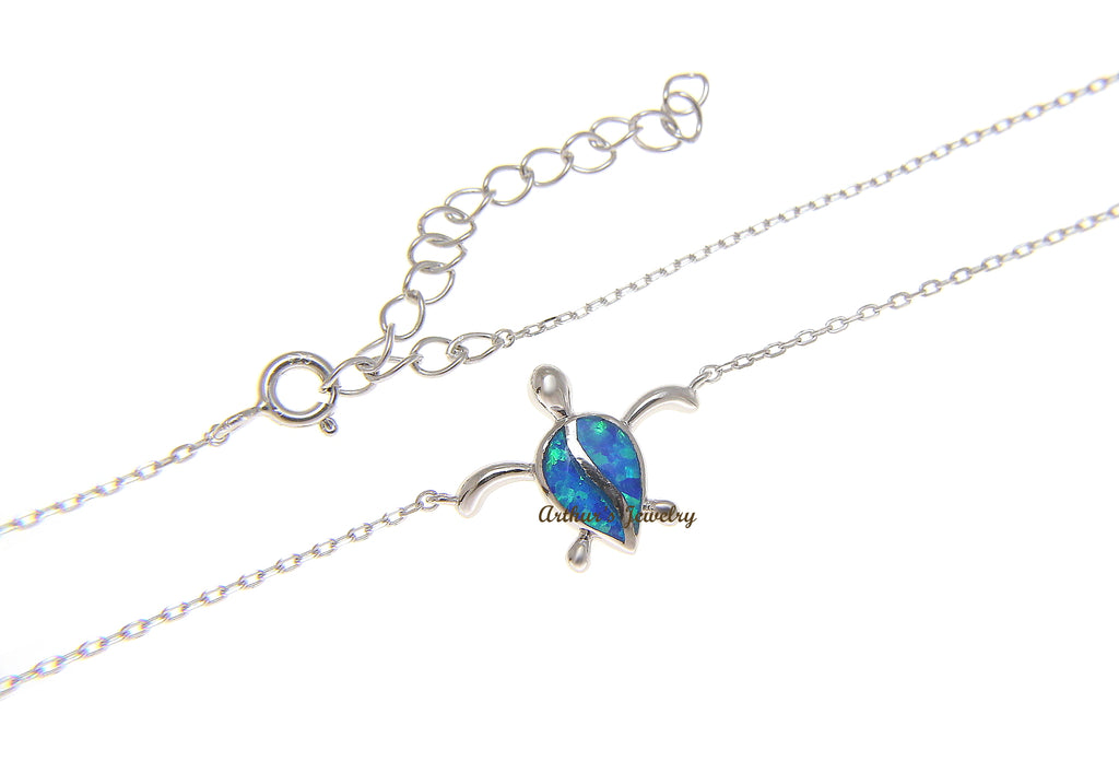 925 Sterling Silver Hawaiian Turtle Honu Opal Necklace Chain Included 18"+2"