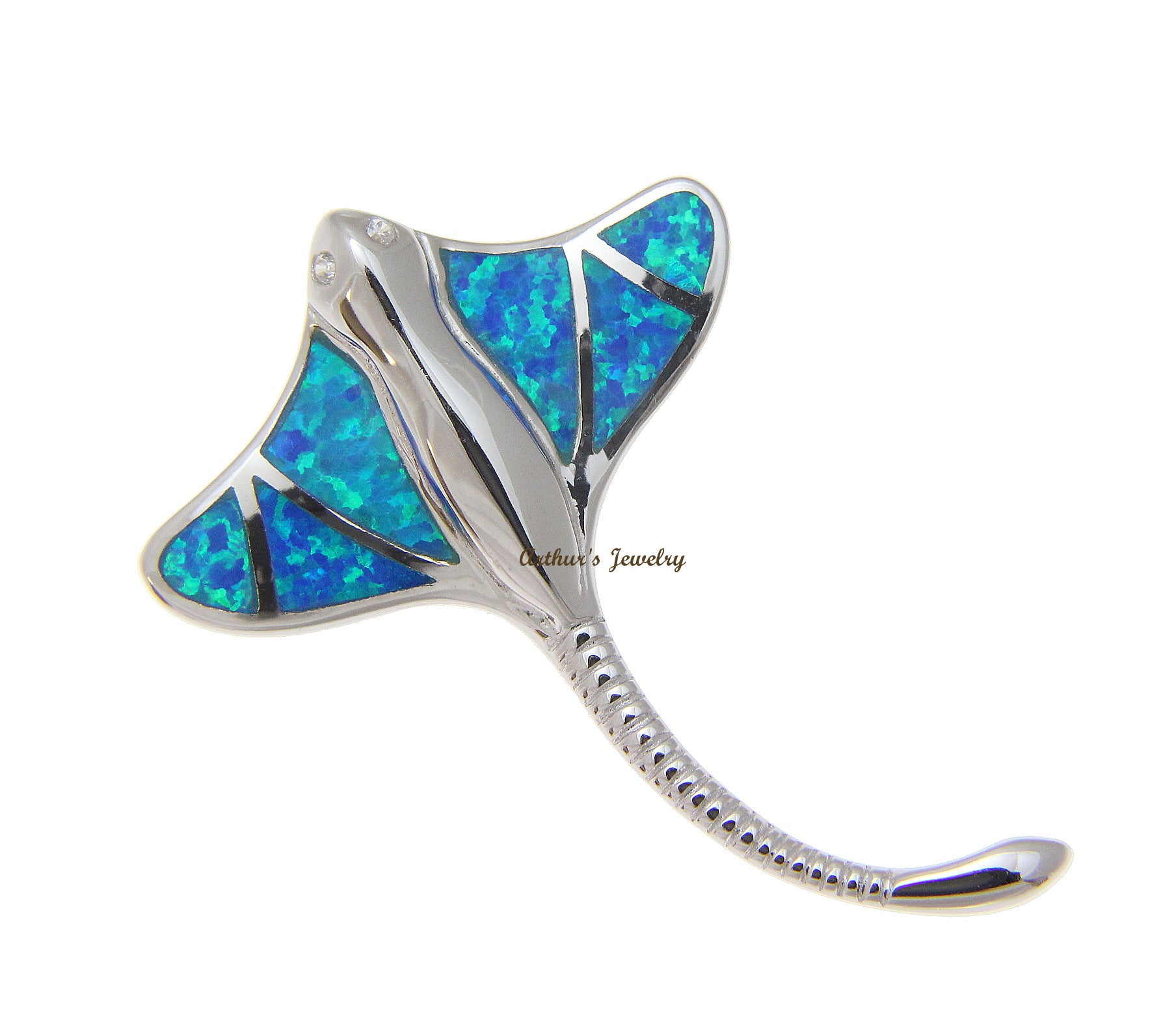 INLAY OPAL HAWAIIAN LONG TAIL STINGRAY SLIDE PENDANT 925