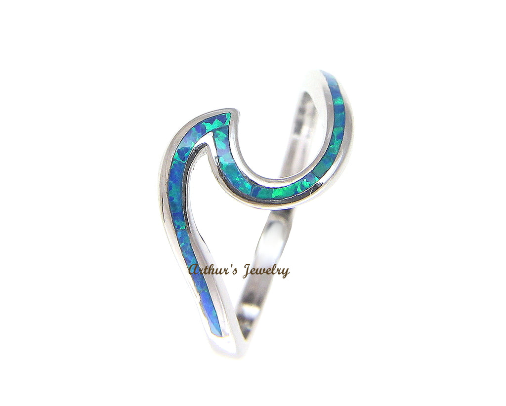 925 Sterling Silver Rhodium Women Men Blue Opal Ring Size 5-10 – Arthur's  Jewelry