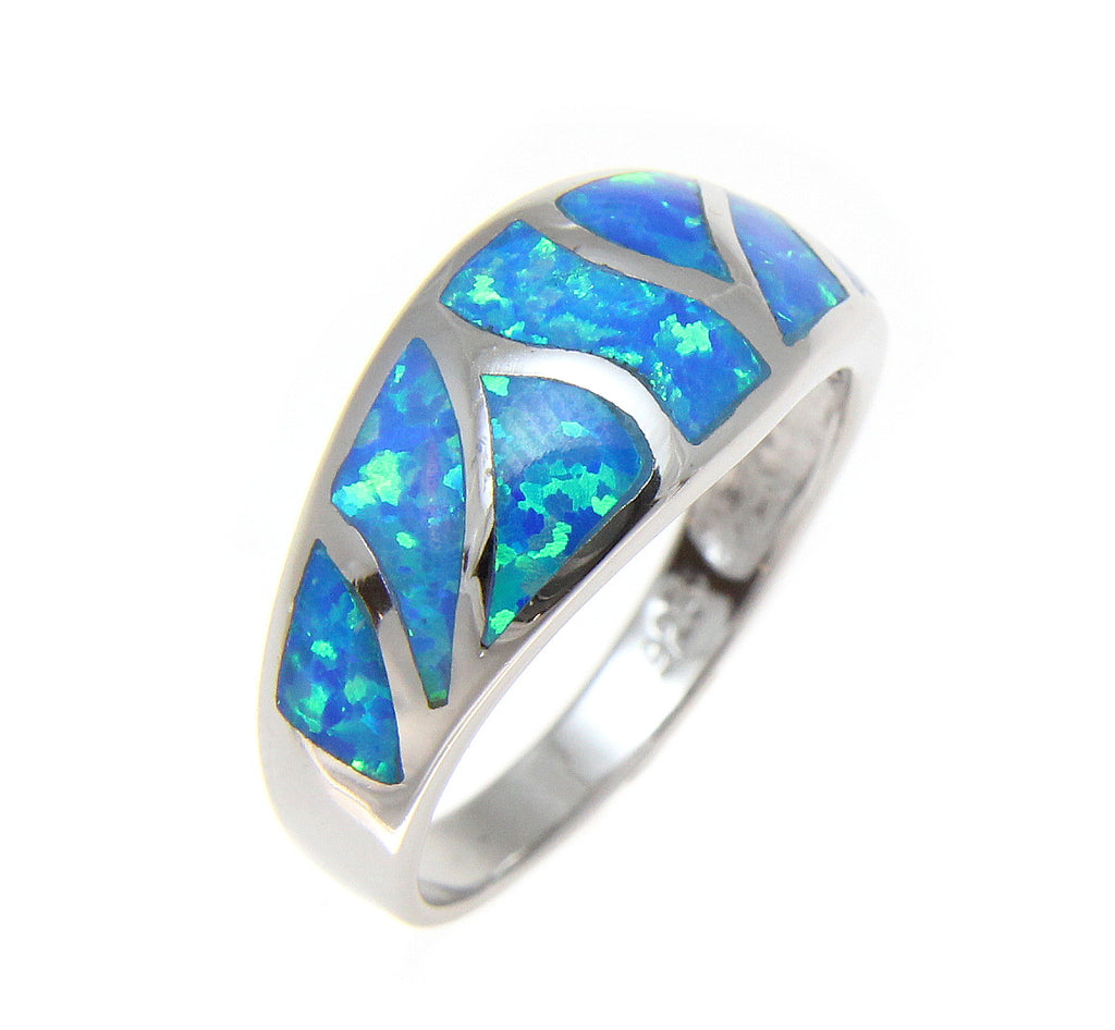 925 Sterling Silver Rhodium Women Men Blue Opal Ring Size 5-10 – Arthur's  Jewelry
