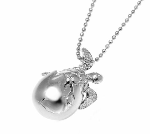 STERLING SILVER 925 HAWAIIAN SEA TURTLE HATCHING FROM EGG PENDANT