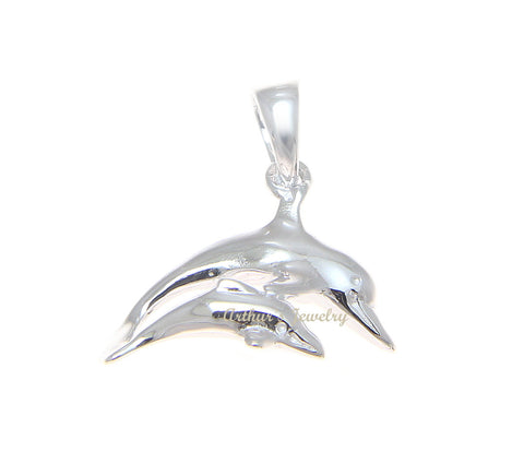 925 STERLING SILVER HIGH POLISH SHINY HAWAIIAN DOUBLE DOLPHIN PENDANT