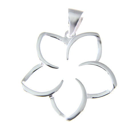 925 Sterling Silver Hawaiian Floating Outline Plumeria Flower Pendant 10-30mm