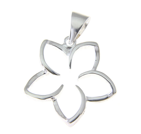 925 Sterling Silver Hawaiian Floating Outline Plumeria Flower Pendant 10-30mm