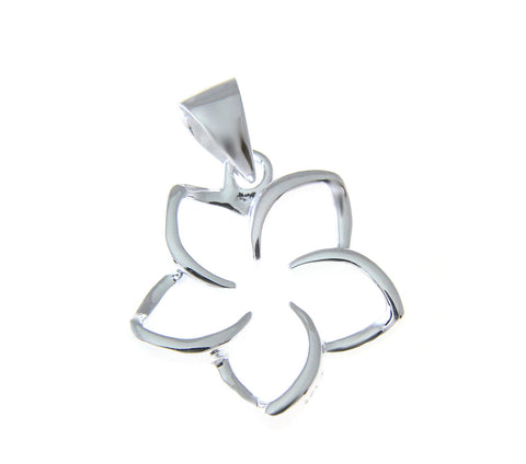 925 Sterling Silver Hawaiian Floating Outline Plumeria Flower Pendant 10-30mm