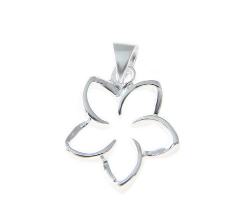 925 Sterling Silver Hawaiian Floating Outline Plumeria Flower Pendant 10-30mm