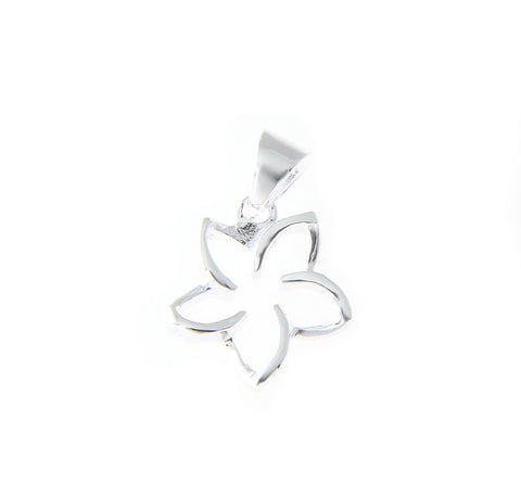 925 Sterling Silver Hawaiian Floating Outline Plumeria Flower Pendant 10-30mm