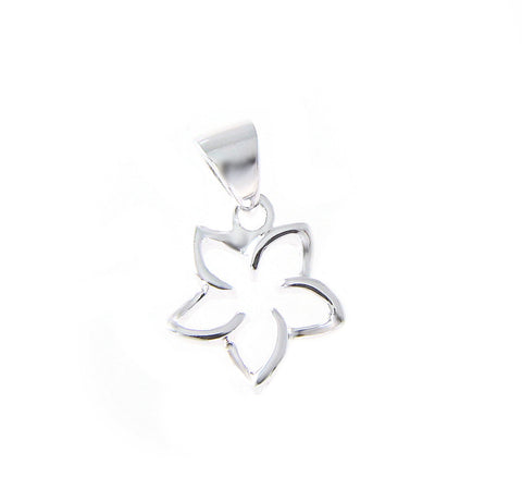 925 Sterling Silver Hawaiian Floating Outline Plumeria Flower Pendant 10-30mm