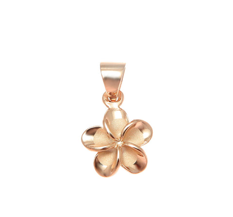 925 Silver Pink Rose Gold Hawaiian Plumeria Flower No CZ Stone Pendant 10-25mm