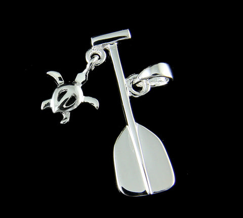 925 STERLING SILVER HAWAIIAN PADDLE DANGLE HONU SEA TURTLE PENDANT CHARM