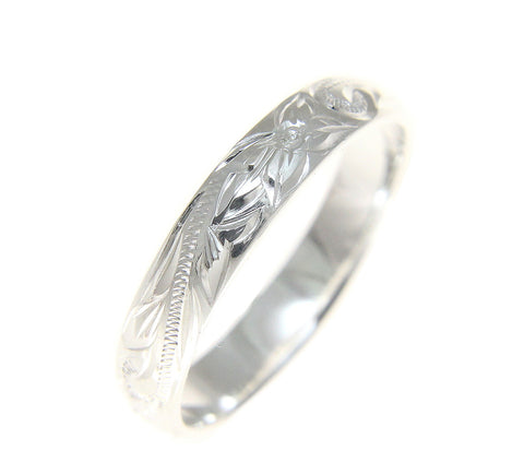 4MM STERLING SILVER 925 HAWAIIAN PLUMERIA SCROLL BAND RING SIZE 1 - 12