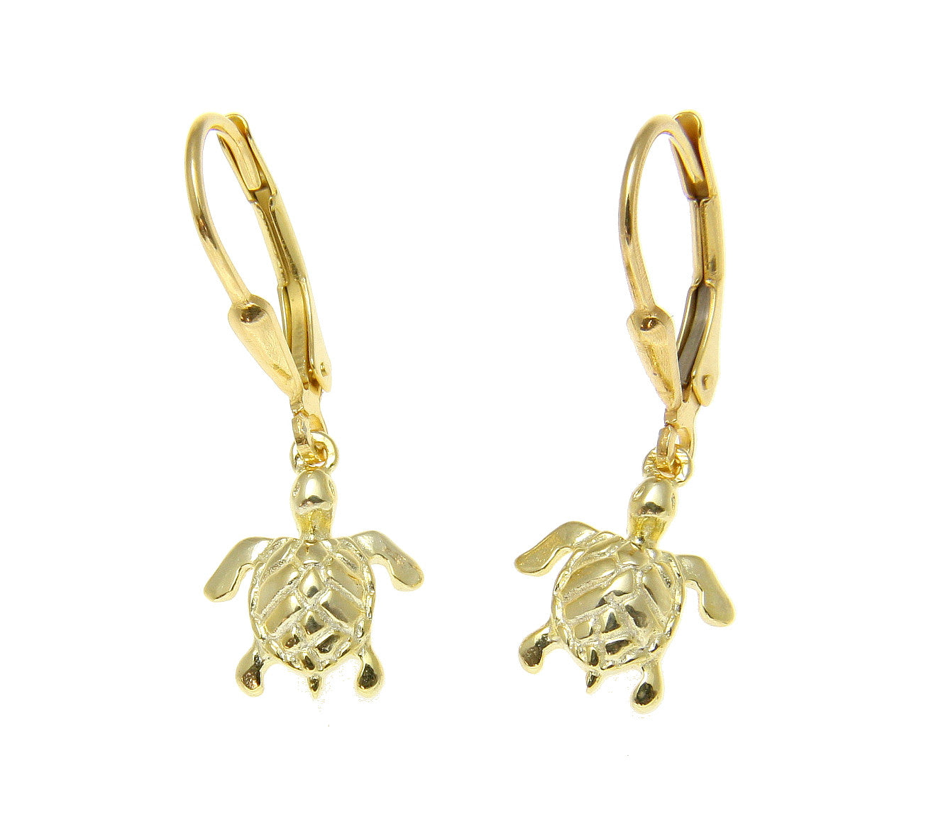 Turtle Fishhook Gold Earrings