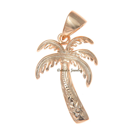 16MM PINK ROSE GOLD PLATED SILVER 925 HAWAIIAN PALM TREE SCROLL PENDANT CHARM