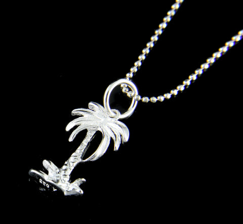 SOLID 925 STERLING SILVER HAWAIIAN 3D PALM TREE CHARM PENDANT SMALL 9.50 MM
