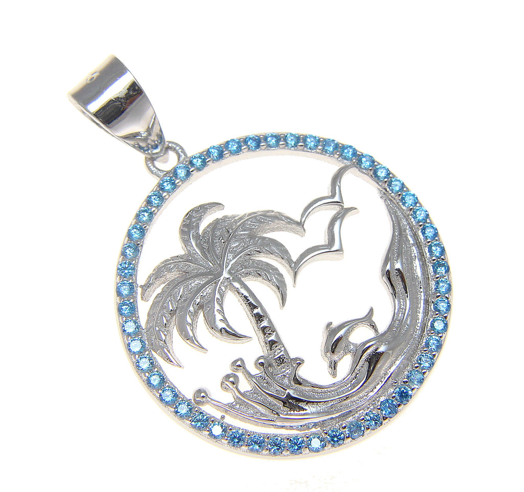 Seahorse Wave Necklace Pendant Blue Topaz Paua Abalone 